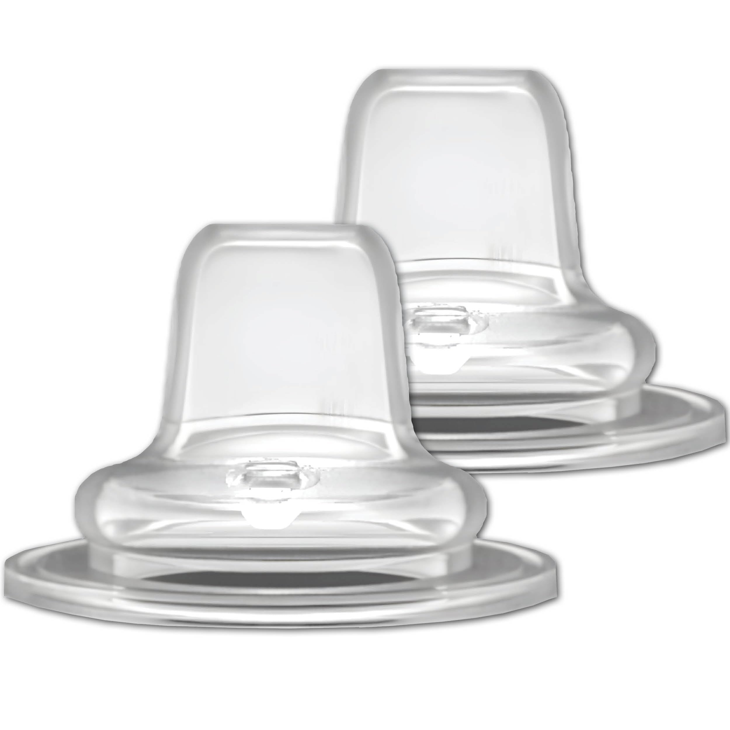 Avima baby silicone sippy spouts set2 closeup shows soft silicone for easy bottle-to-cup transition.