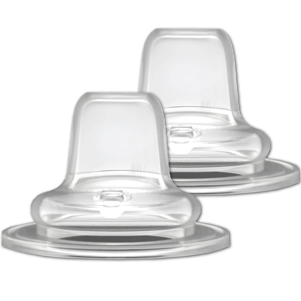Avima baby silicone sippy spouts set2 closeup shows soft silicone for easy bottle-to-cup transition.