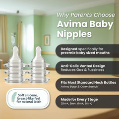 Avima extra slow flow size 0 nipple for tiny preemies easing feeding pace
