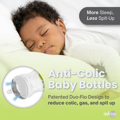Avima wide-neck bottle with silicone nipple for natural latch.