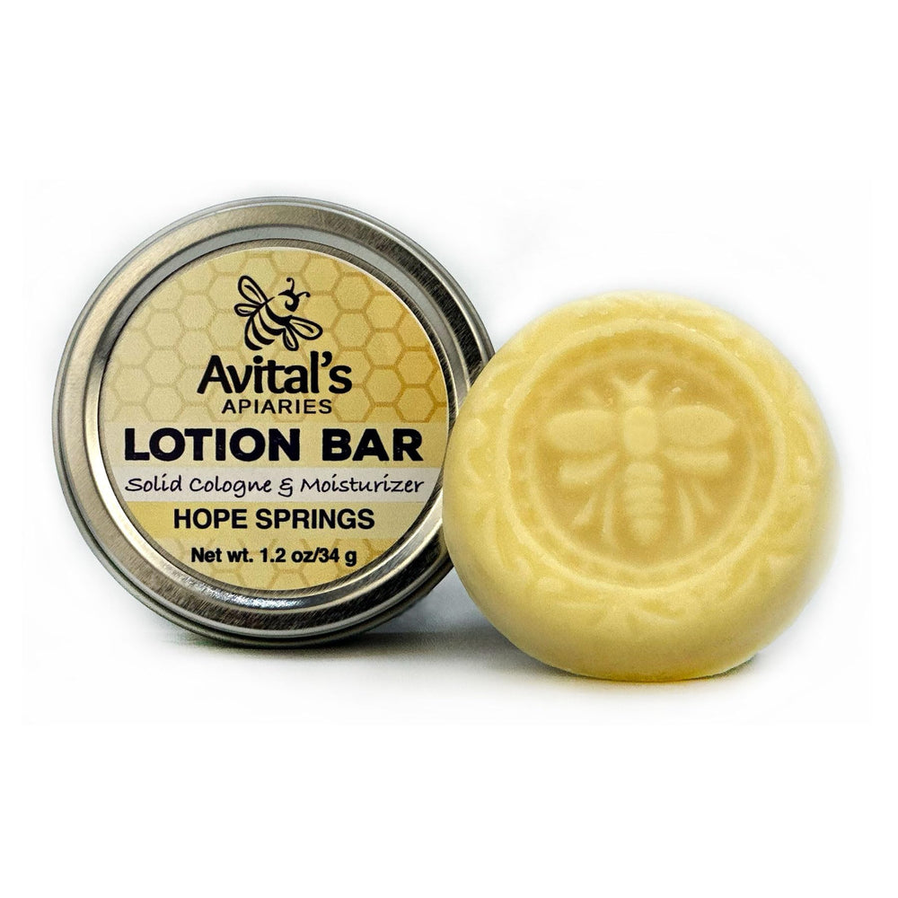 Avital's Apiaries Hope Springs lotion bar—smooth application for dry skin relief on busy days.