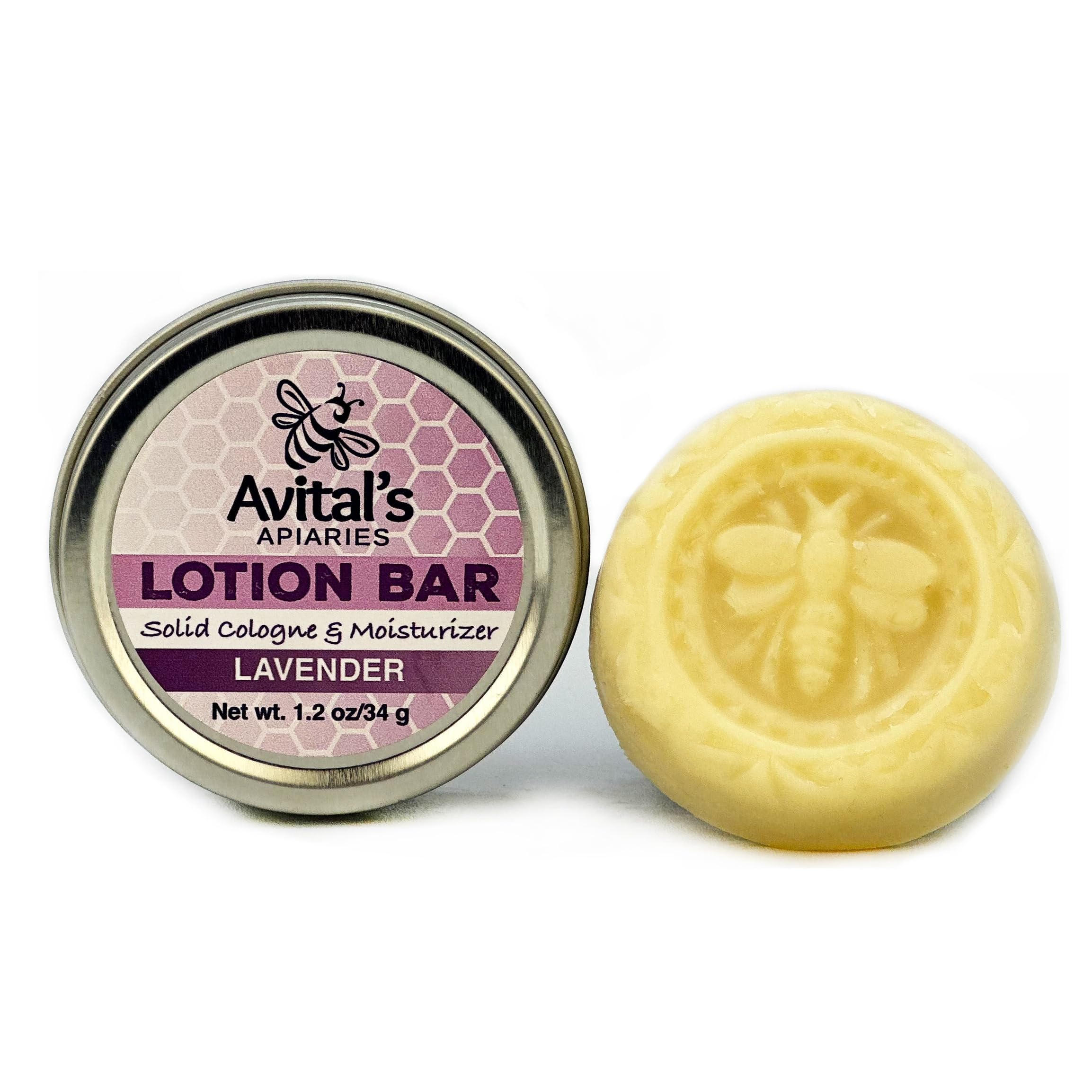 Avital's Apiaries lavender beeswax lotion bar wrapped for portable dry-skin protection.