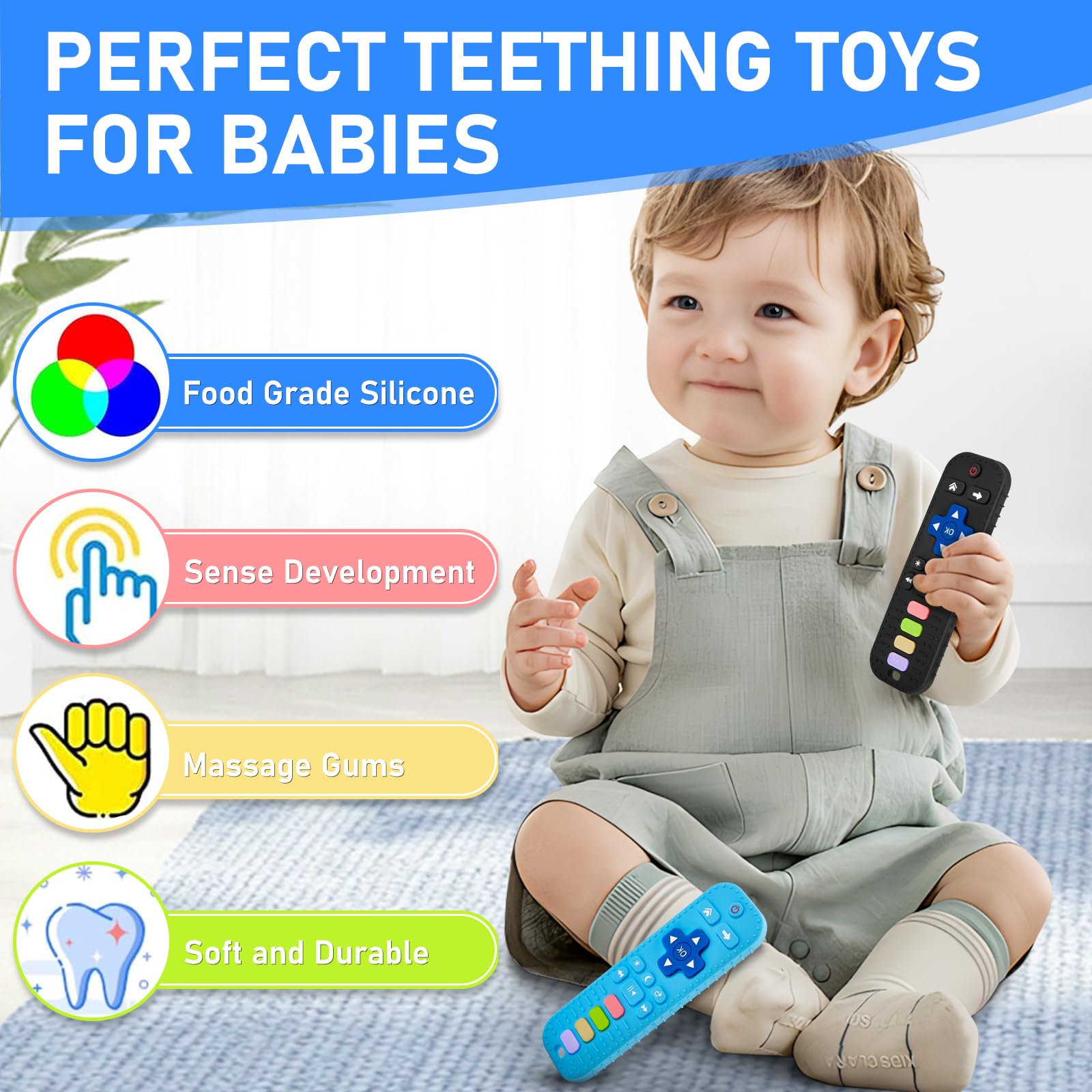 Avkast teether color buttons add visual interest and sensory cues