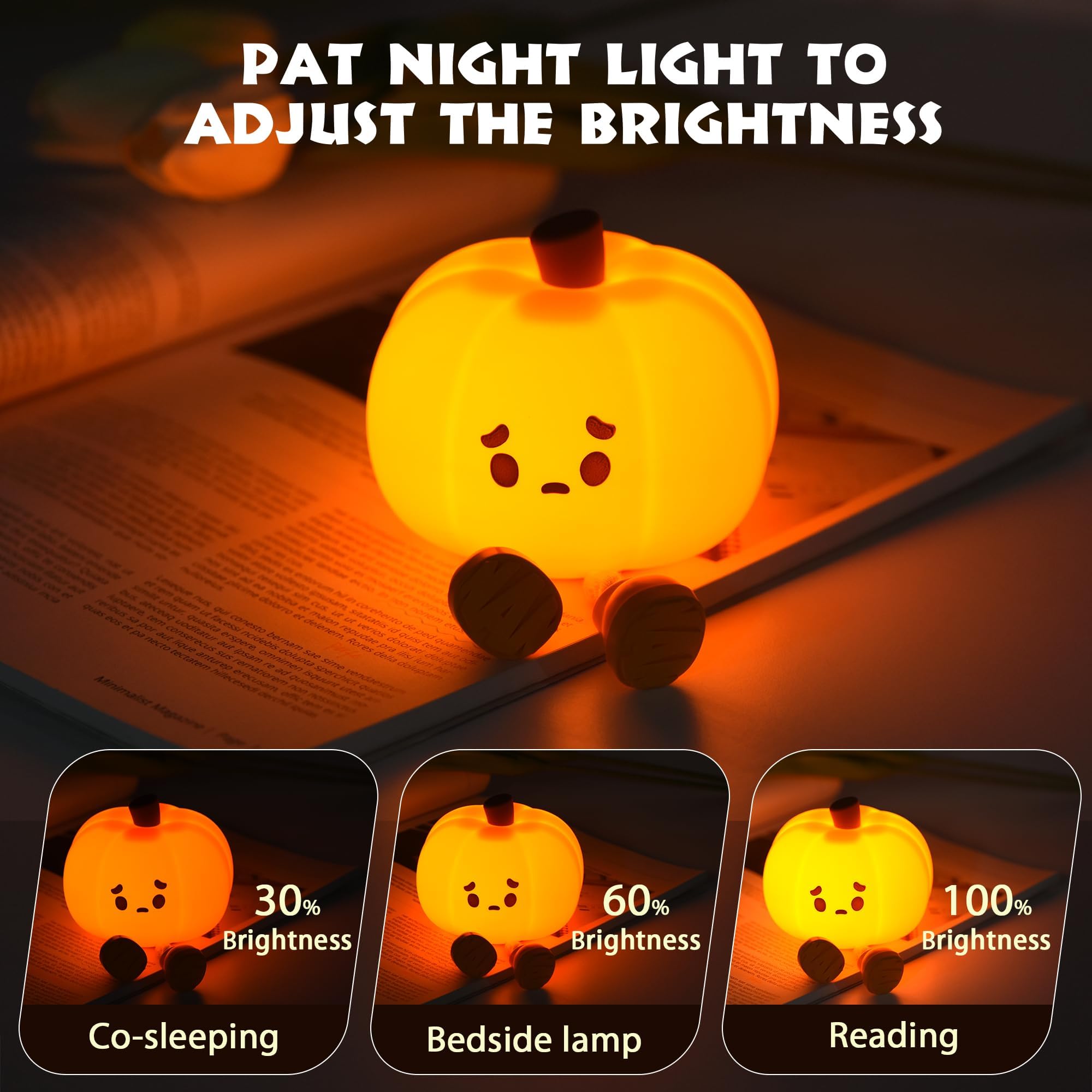 Avolend LED Pumpkin Night Light dimmable control panel view.