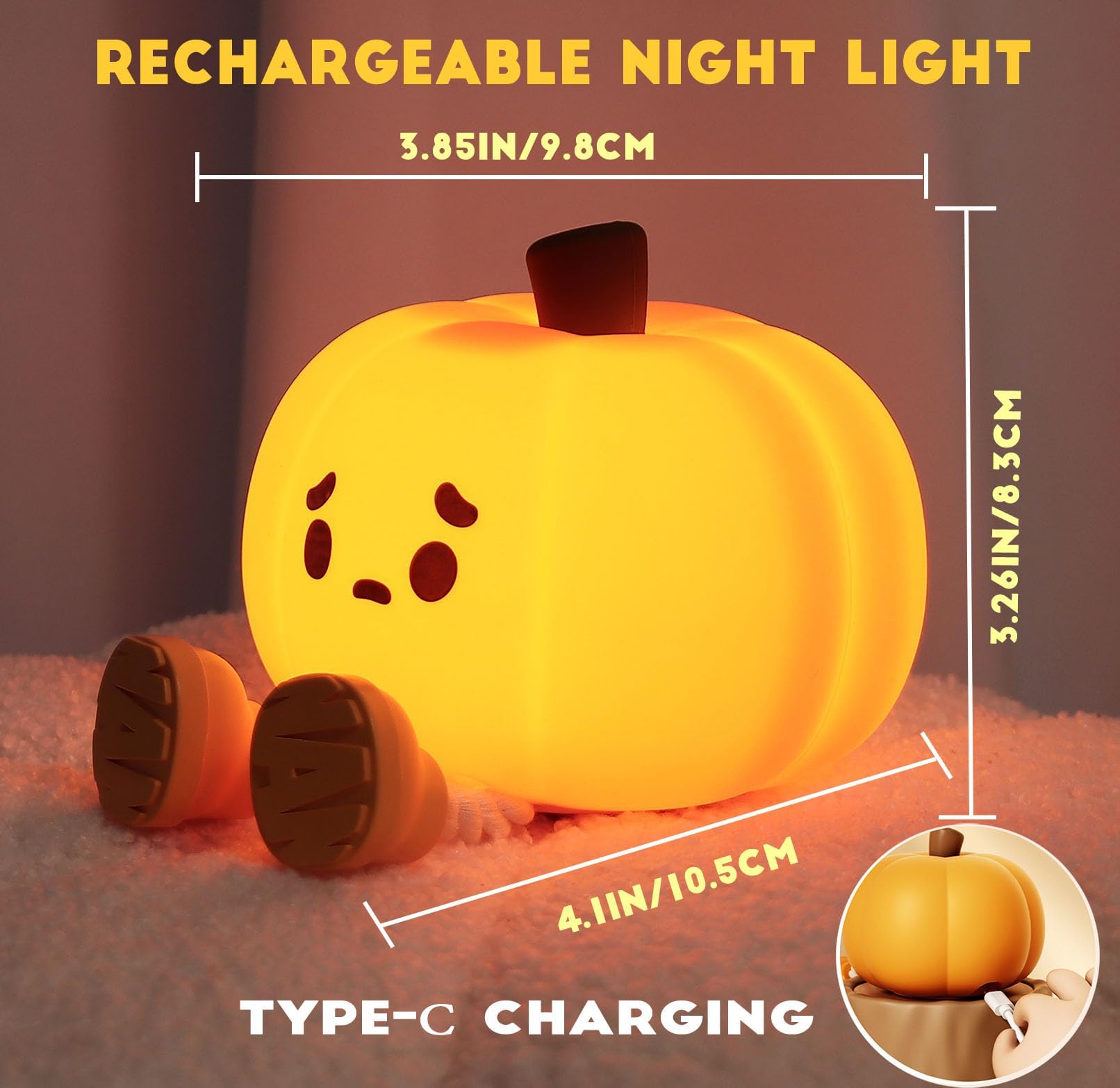 Avolend pumpkin night light warm glow enhances bedtime atmosphere.
