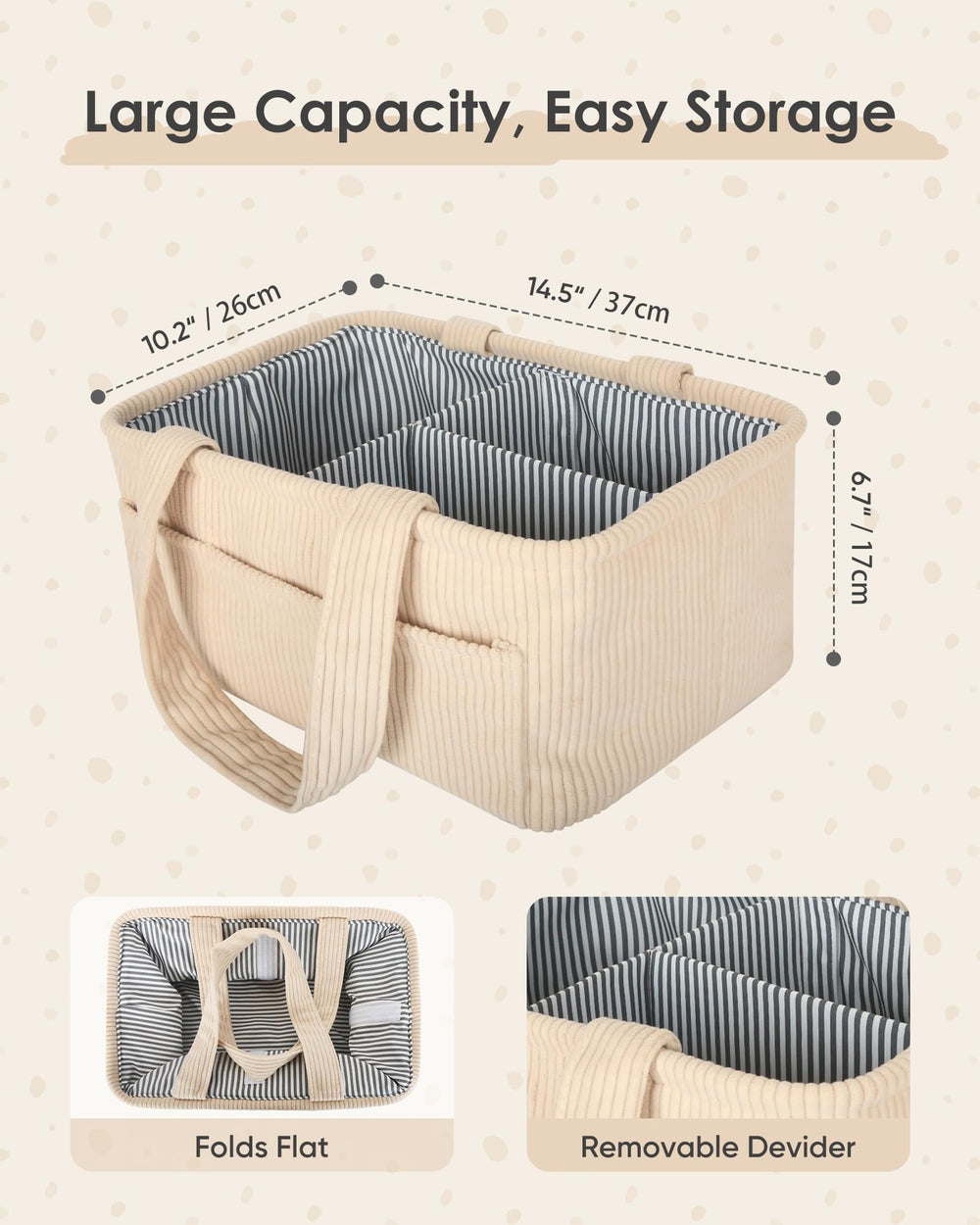Avomosk nursery-storage-basket with corduroy fabric adds soft texture to any nursery.