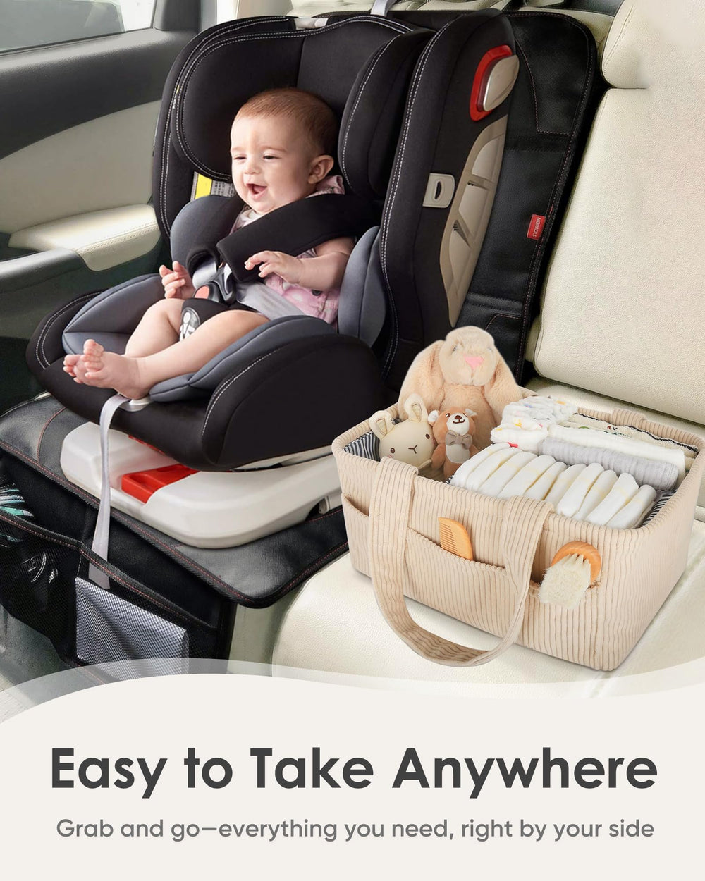 Avomosk travel-friendly-diaper-caddy keeps baby essentials organized on trips.