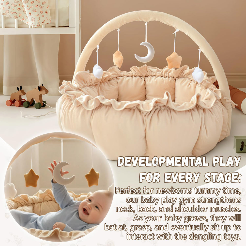 Avrsol Baby Play Gym soft mat beige offers comfy tummy time