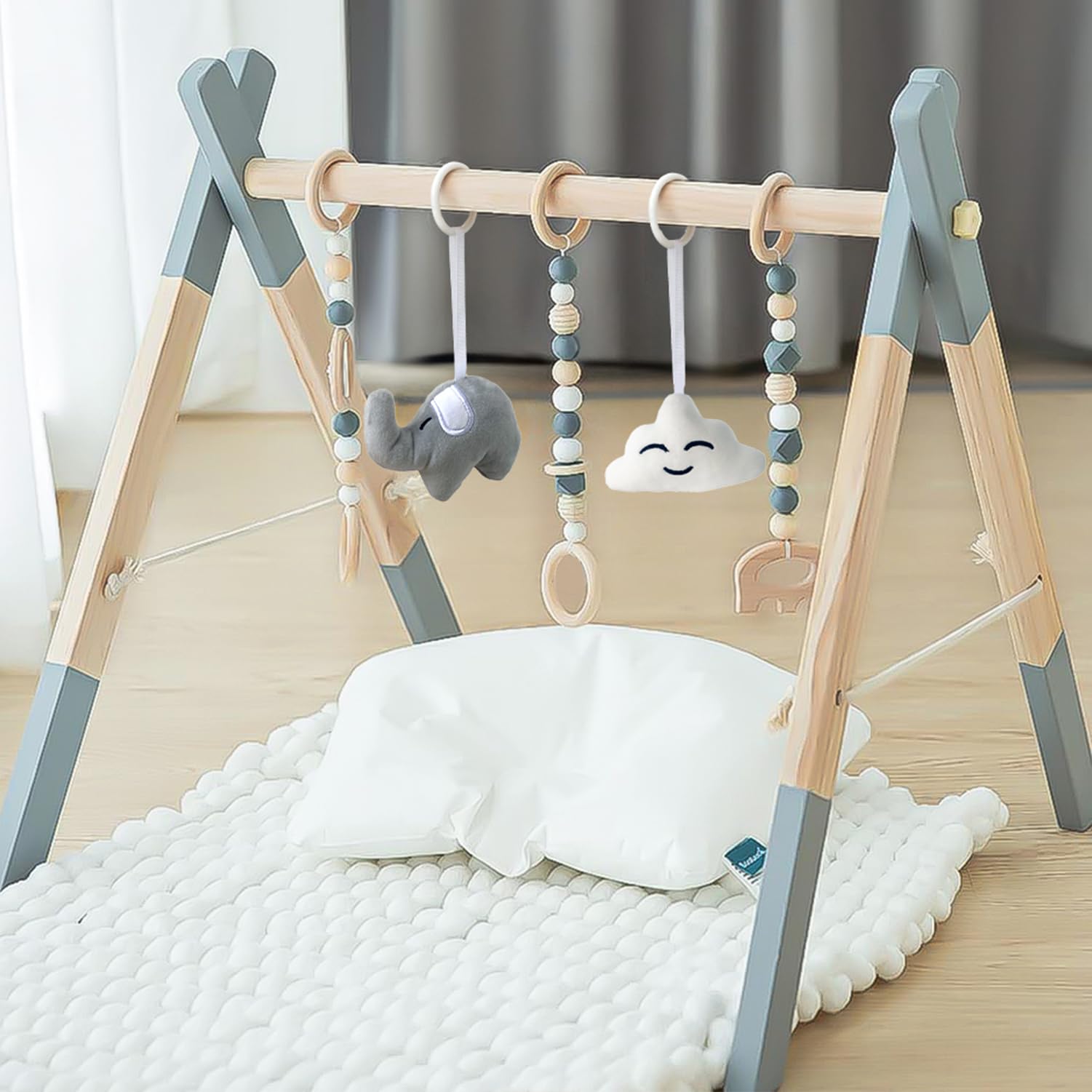 Avrsol wooden baby play gym folded storage showcases compact design for homes.