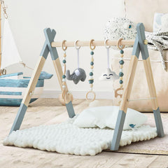 Avrsol wooden baby play gym wooden toys provide natural textures for exploration.