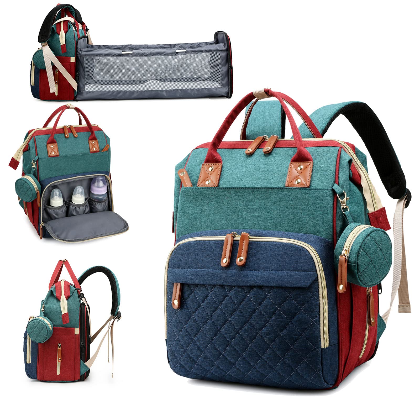 Awanhe diaper bag backpack with changing-station surface for quick on the go diaper changes
