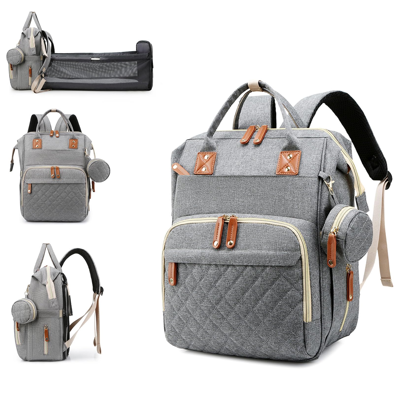 Awanhe diaper bag changing-station enables quick on-the-go diaper changes.