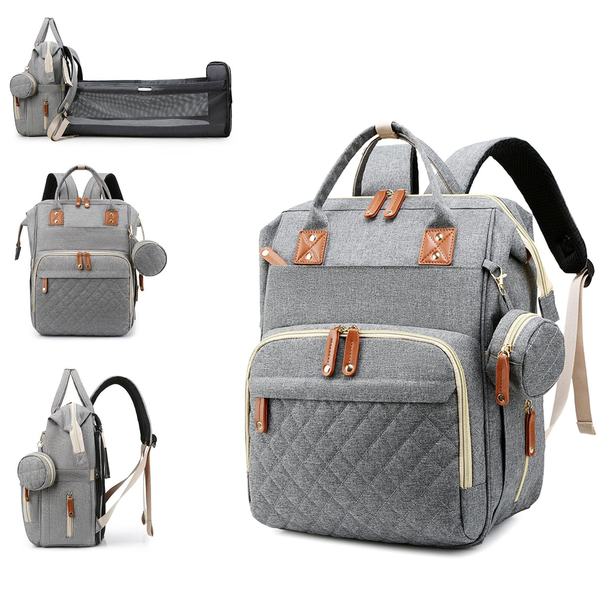 Awanhe diaper bag changing-station enables quick on-the-go diaper changes.