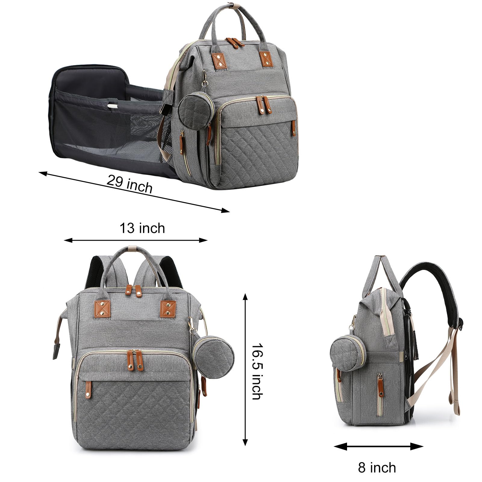 Awanhe diaper bag grey-design offers versatile, gender-neutral parenting style.