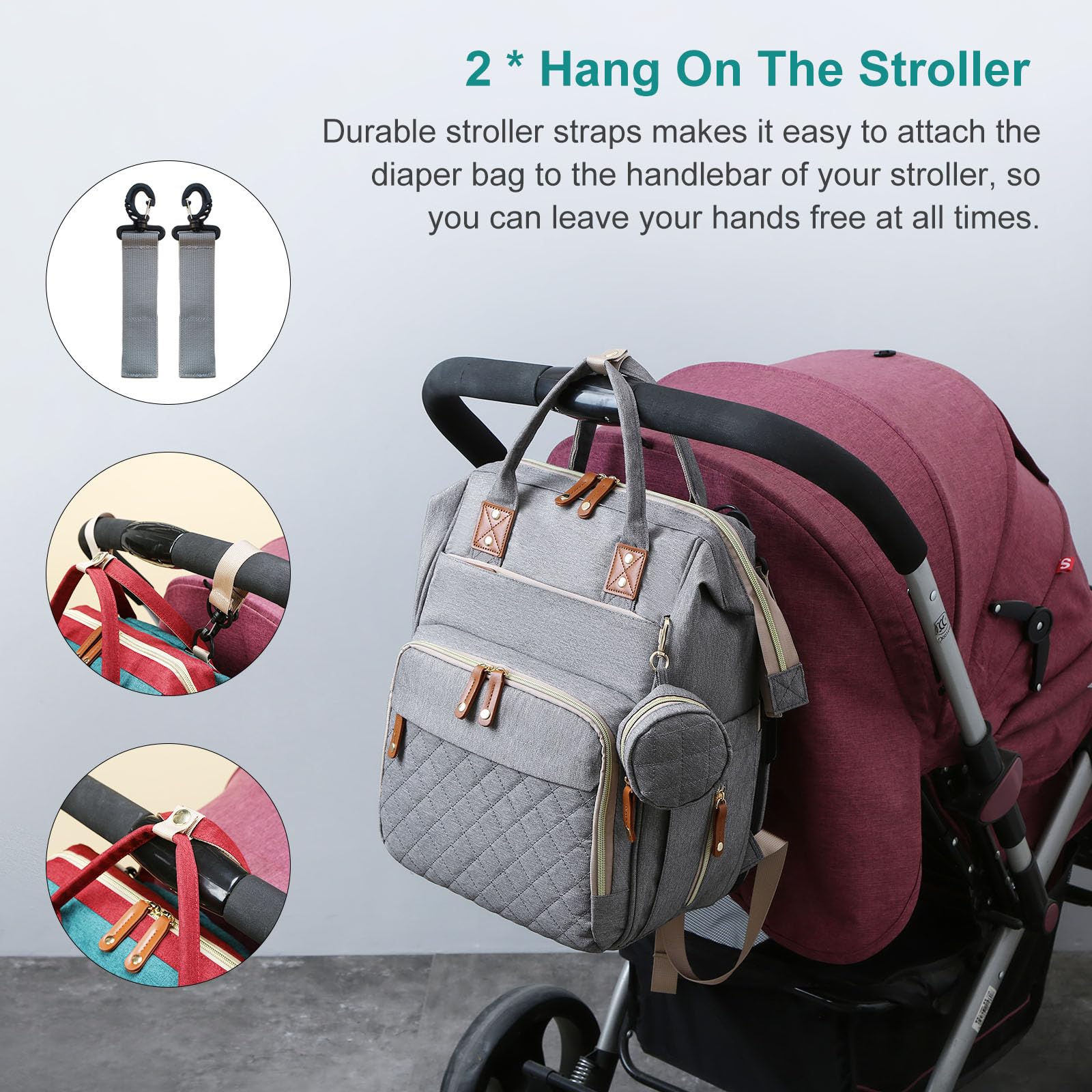 Awanhe diaper bag large-storage-19-pockets helps organize diapers, bottles, clothes.