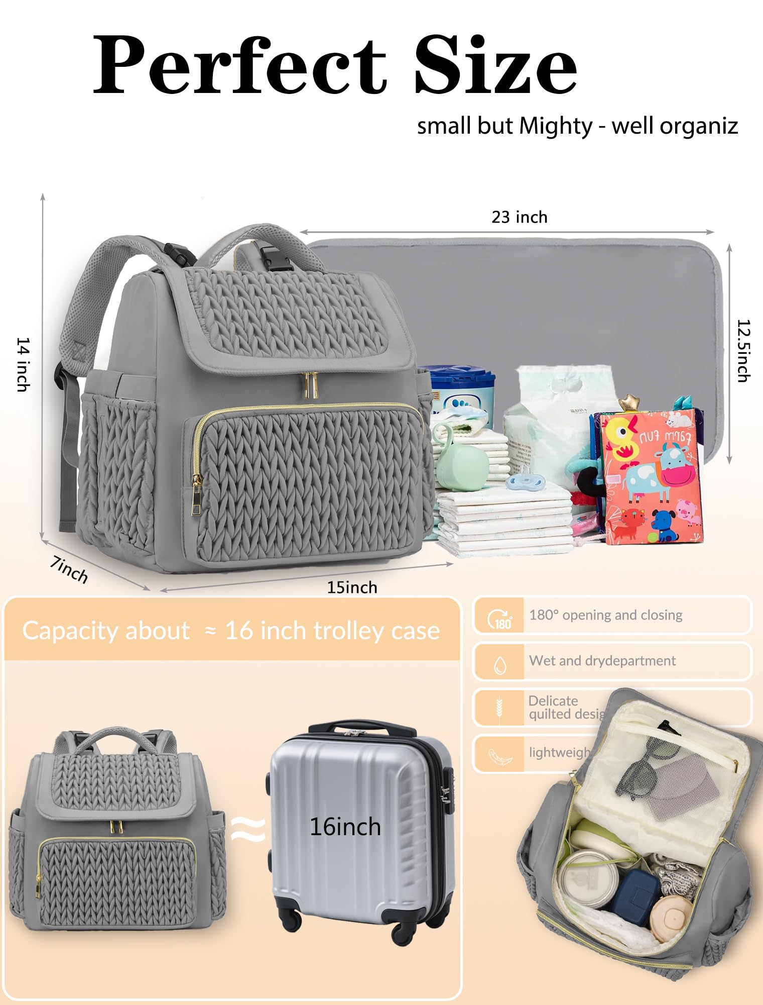 Awanhe diaper bag stroller straps for hands-free traveling with a stroller.