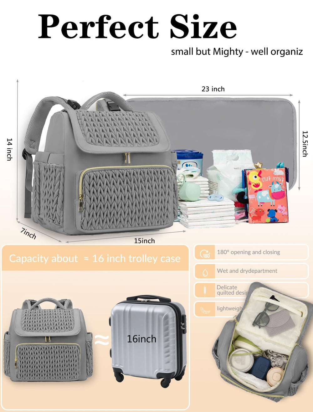 Awanhe diaper bag stroller straps for hands-free traveling with a stroller.