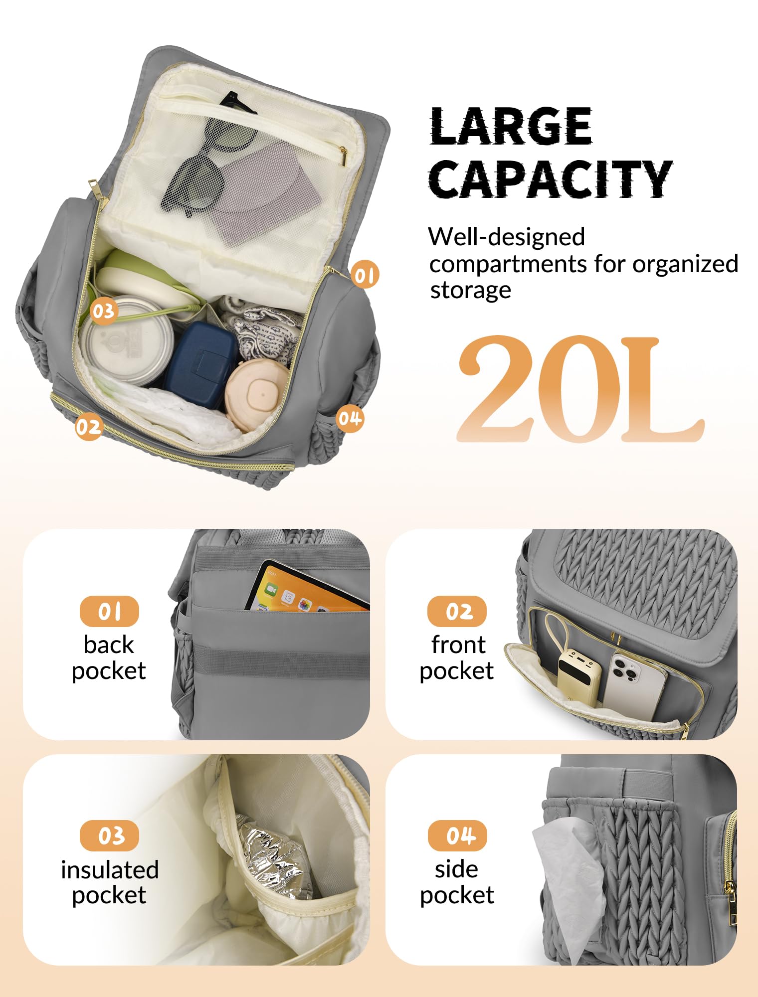 Awanhe diaper bag wheat-design accent adding stylish gift-worthy detail.