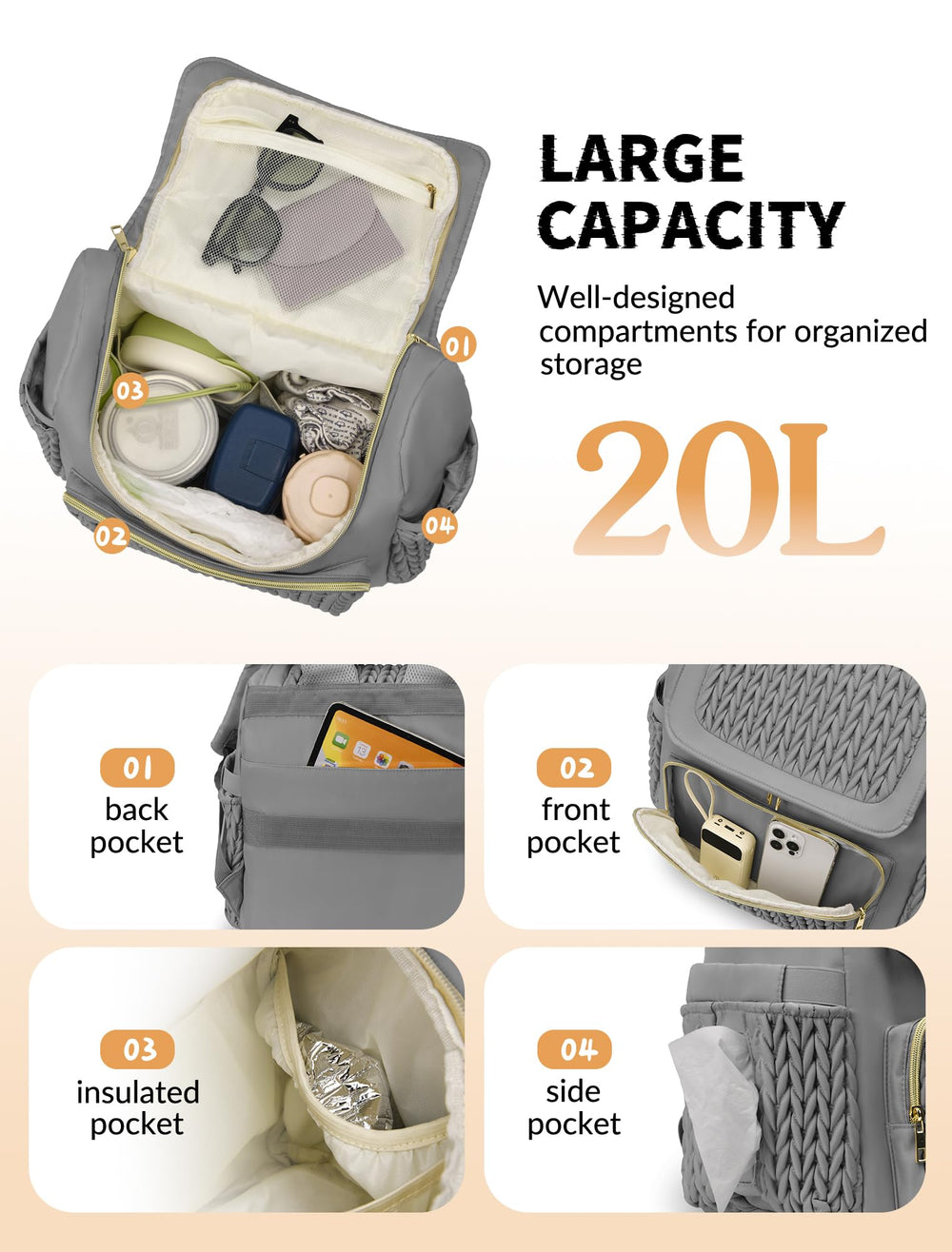 Awanhe diaper bag wheat-design accent adding stylish gift-worthy detail.