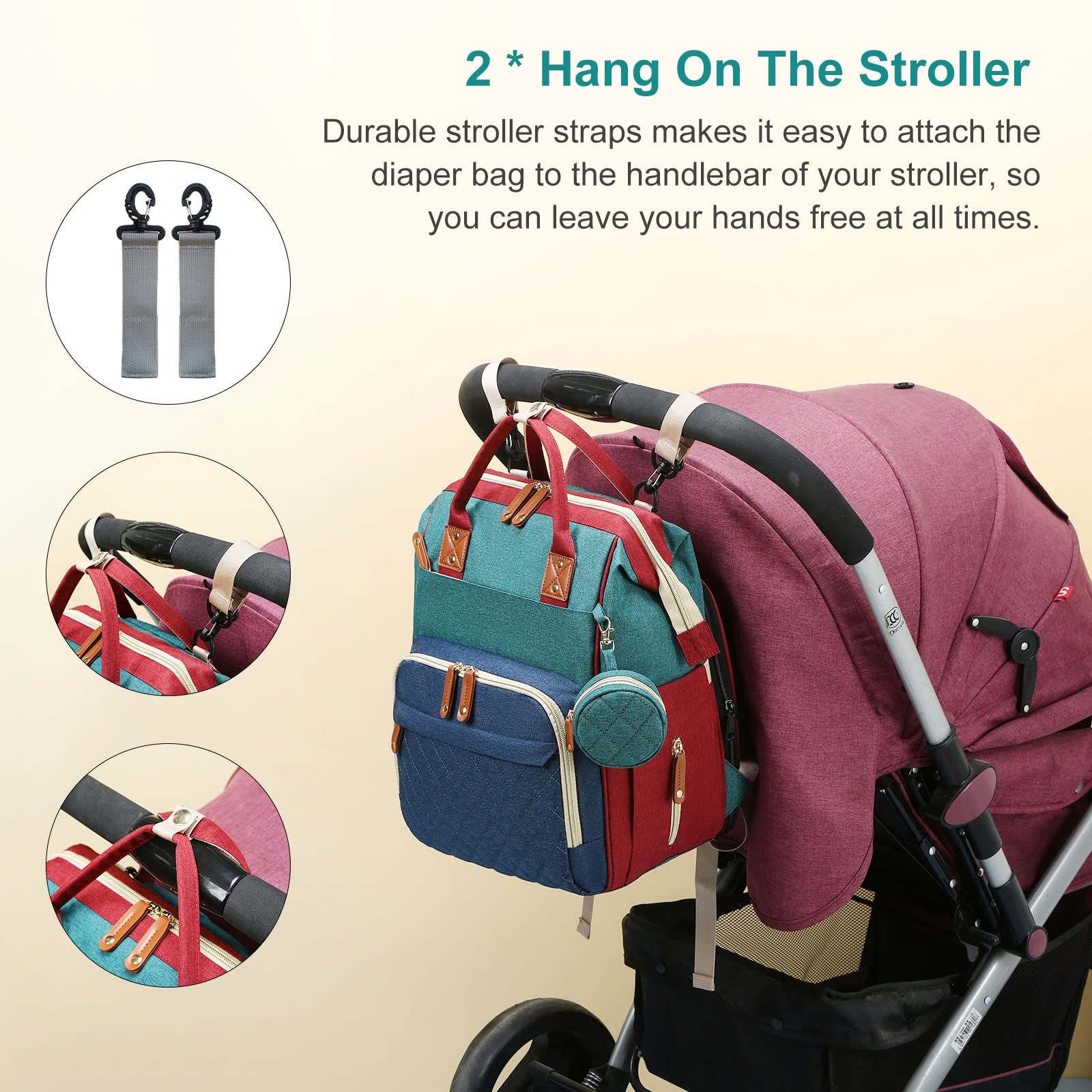 Awanhe diaper bag stroller attachment buckle for secure strolling