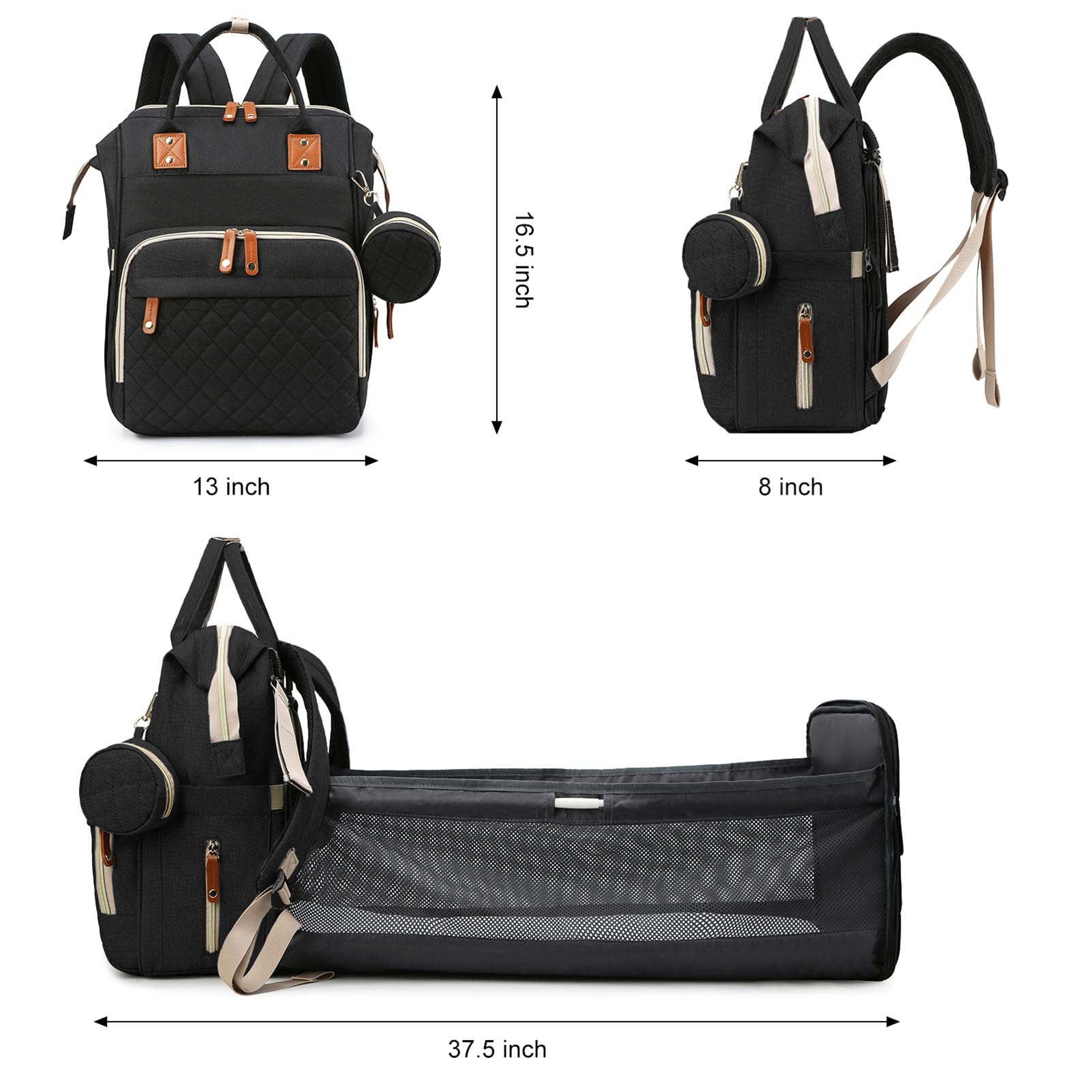 Awanhe unisex black diaper bag suitable as a thoughtful gift for new parents