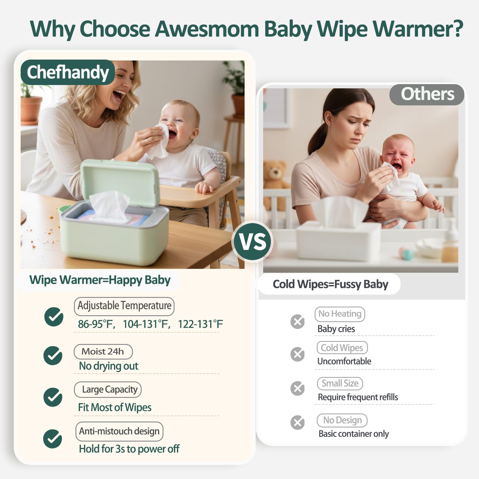 Awesmom two in one dispenser design for easy access at changing time
