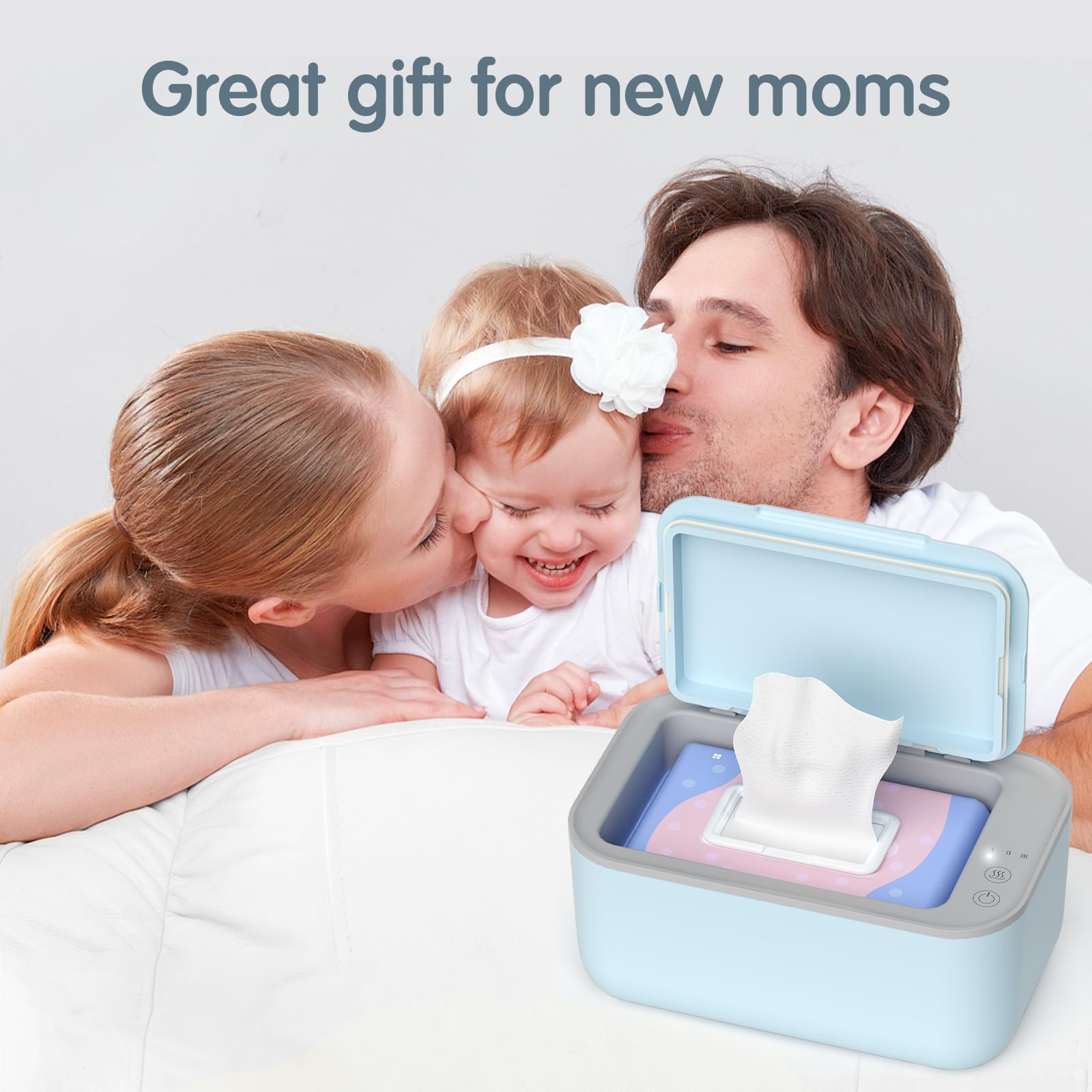 Awesmom wipe warmer blue maintains constant warmth for moist wipes