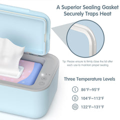 Awesmom wipe warmer blue surrounds heat for even warming