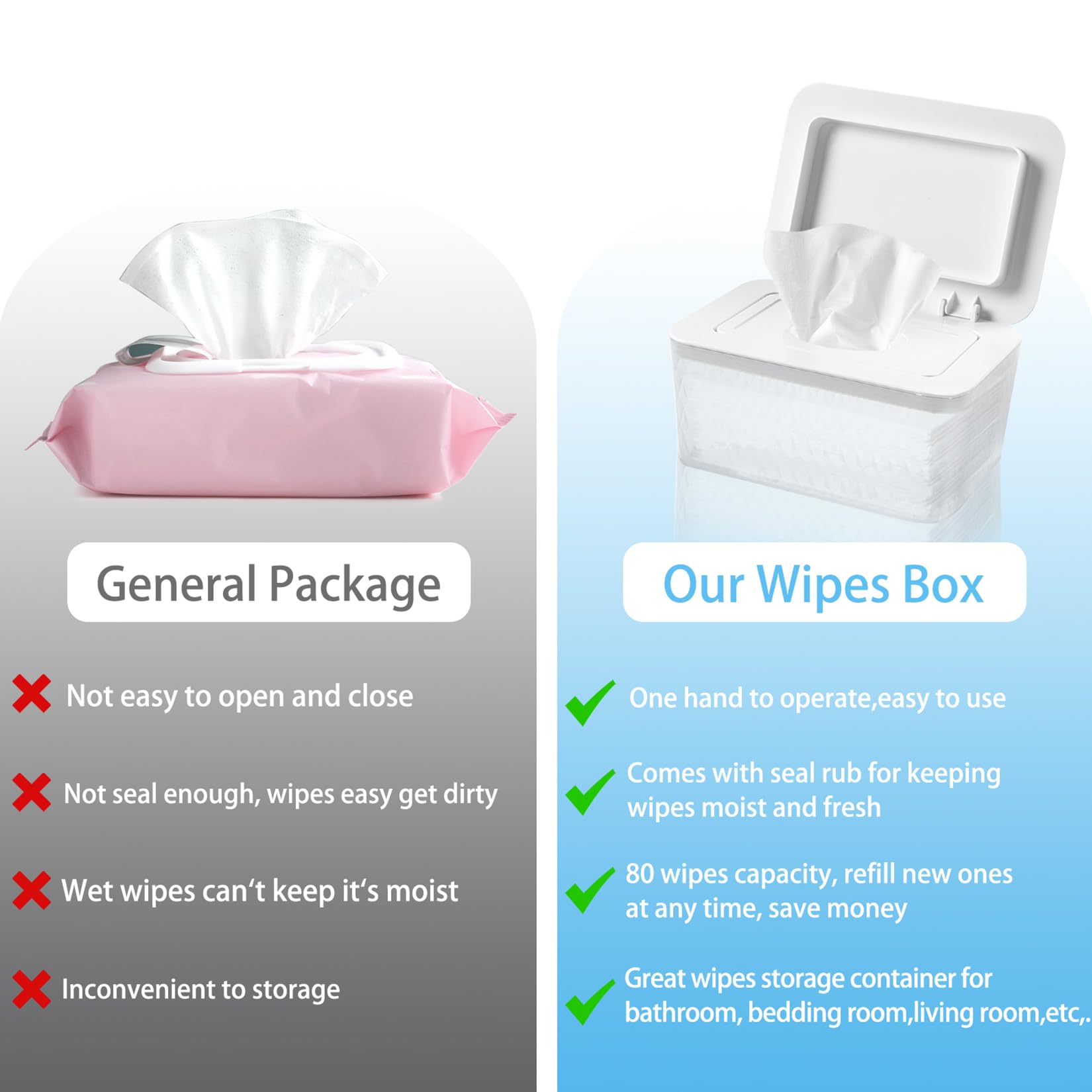 AWGOU wipes container holds up to 100 wipes for bulk storage.