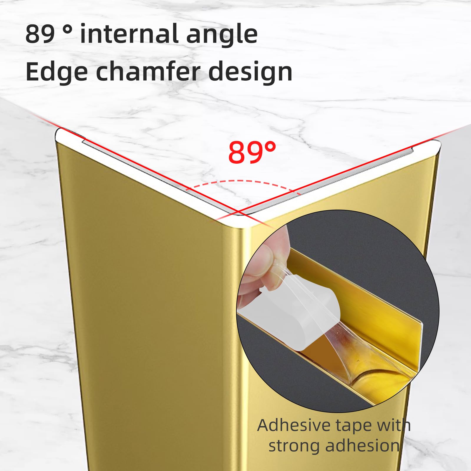 Awvob aluminum trim edge-guard in gold enhances furniture edges while guarding against knocks.