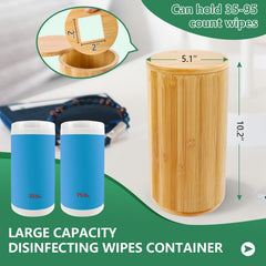 Axcoix Bamboo Wipes Dispenser lid rotates 360 degrees for one-handed access