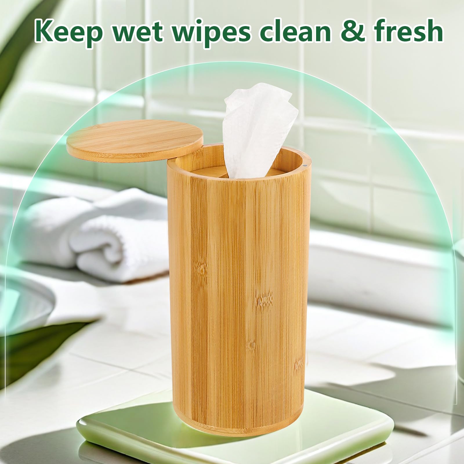 Axcoix Bamboo Wipes Dispenser keeps wipes clean and dust-free for quick use