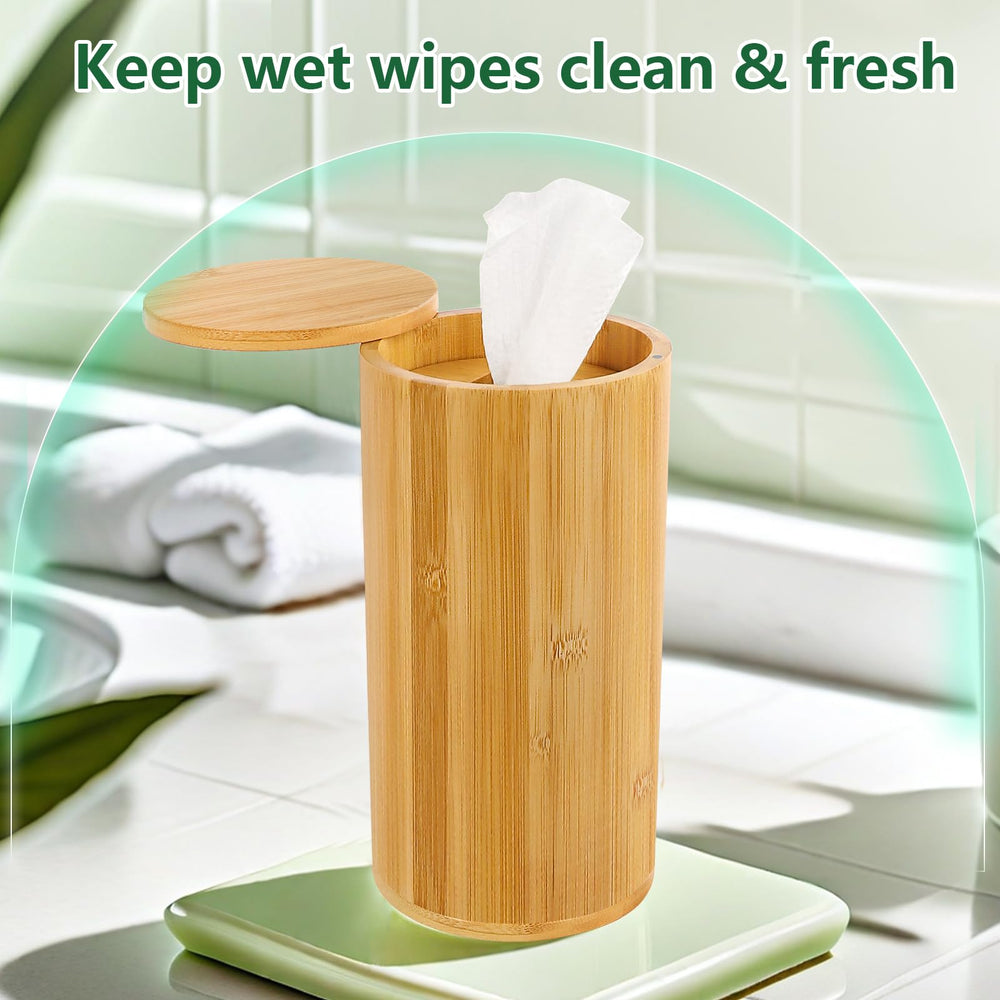 Axcoix Bamboo Wipes Dispenser keeps wipes clean and dust-free for quick use