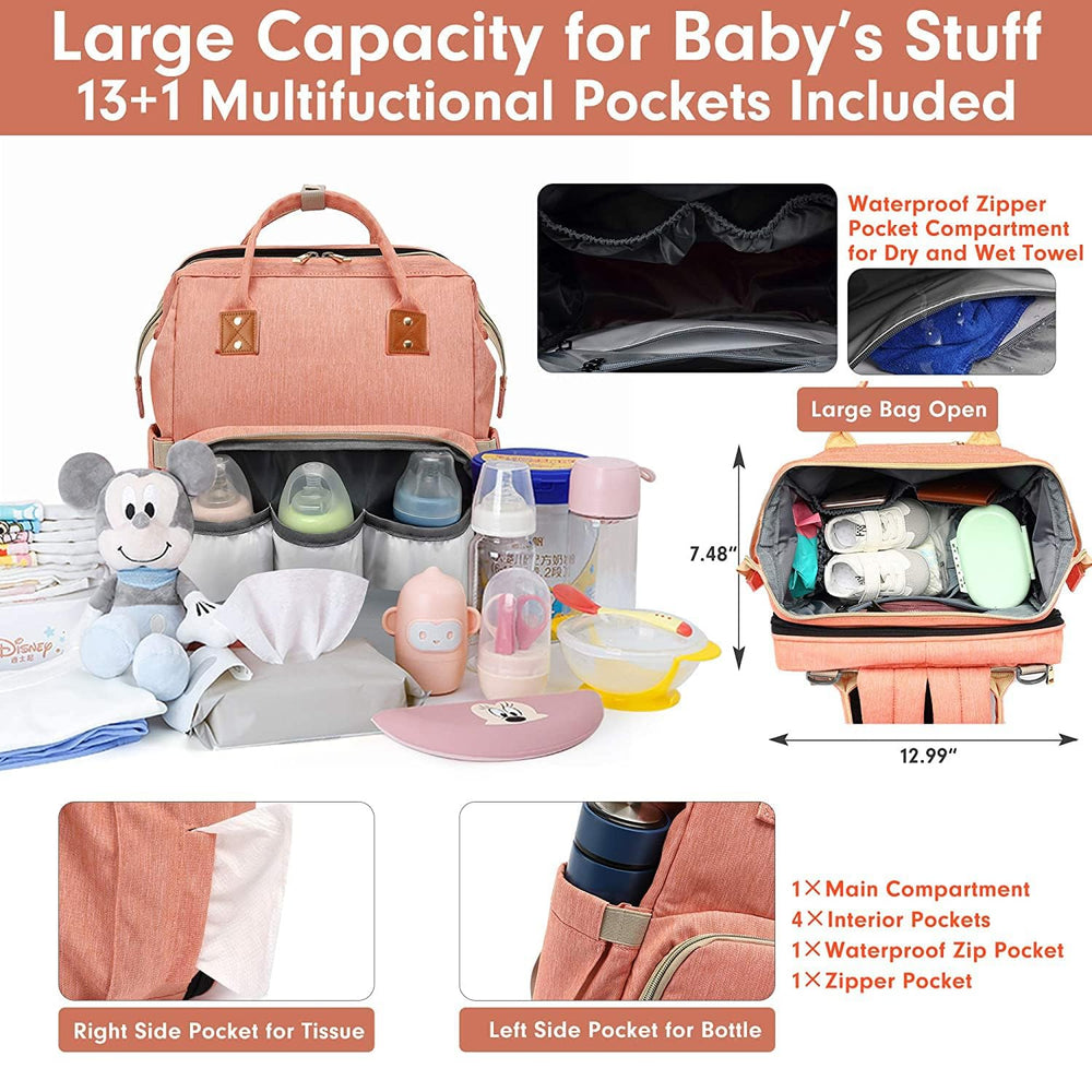 Axone diaper bag backpack wide opening aids quick access
