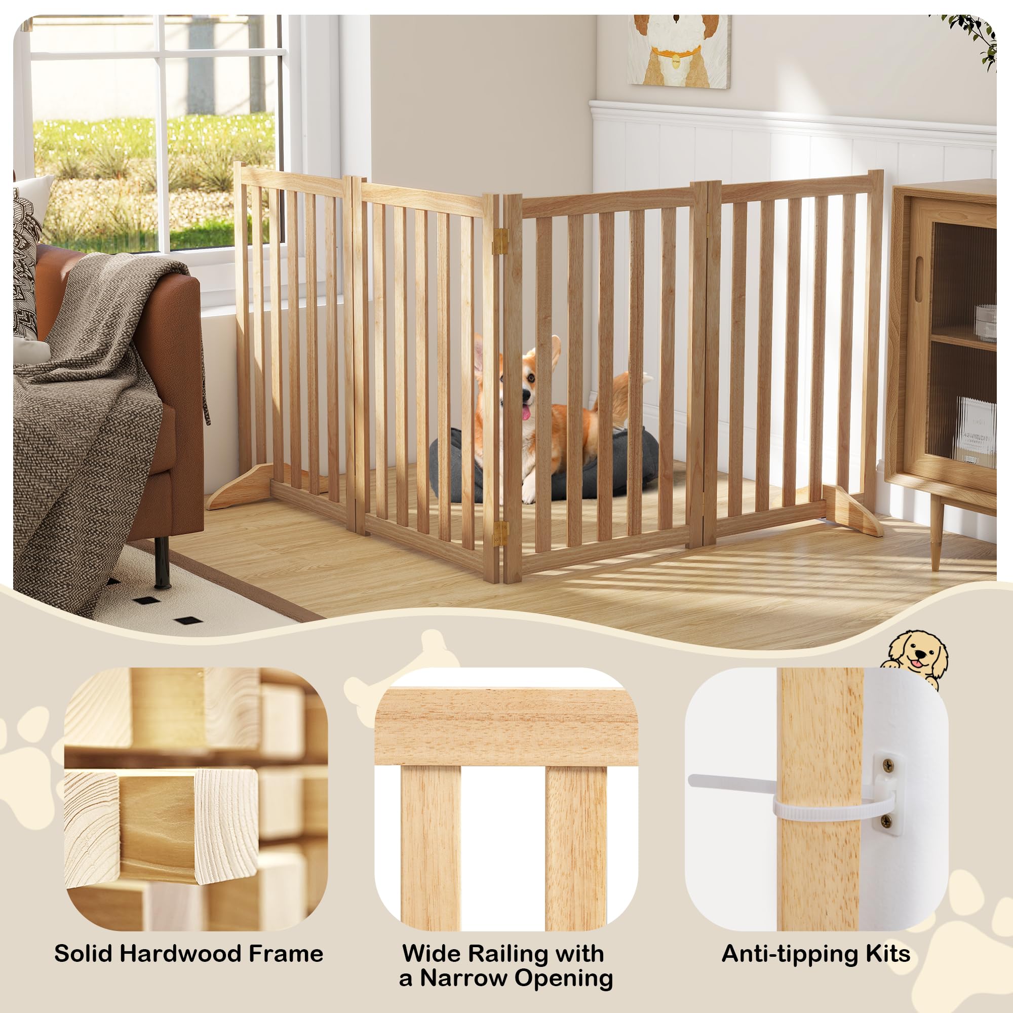 Axeman folding-pet-gate-80in-configuration enables large open layouts for pets.