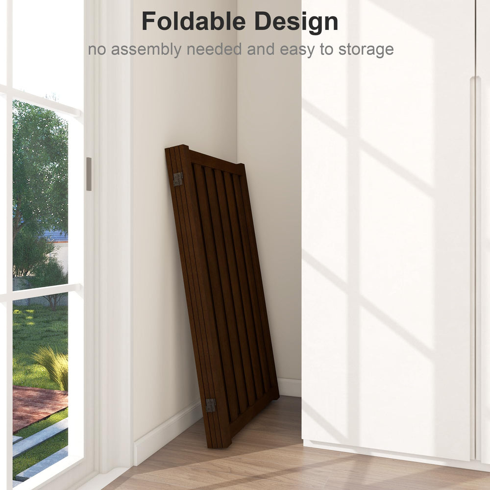 Axeman walnut-finish wooden gate, durable and stylish for home interiors