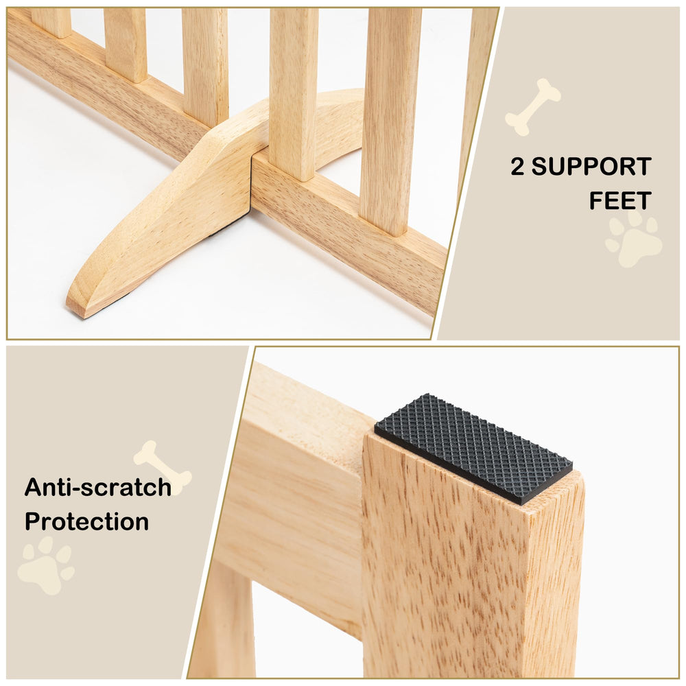 Axeman wood-dog-gate-rubber-pads protects floors during gate transitions.