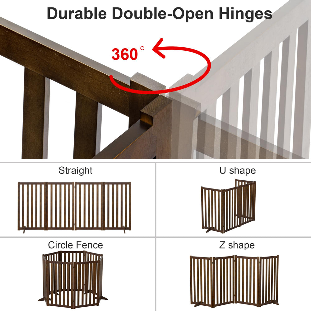 Axeman wooden pet gate with 360-degree hinges, flexible layouts for doorways and hallways