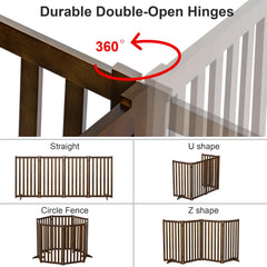 Axeman wooden pet gate with 360-degree hinges, flexible layouts for doorways and hallways