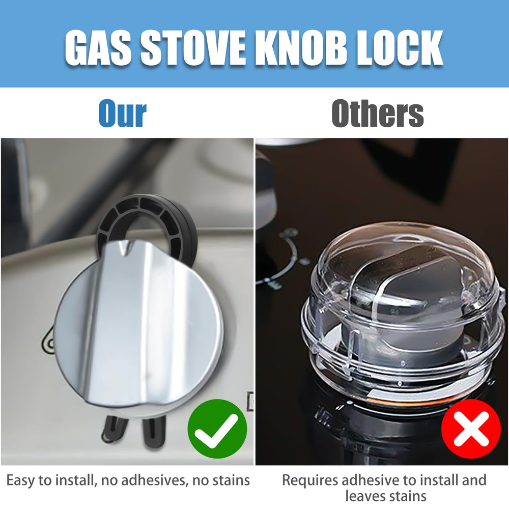 Axfvd child-proof stove locks demonstrate practical, everyday kitchen use.