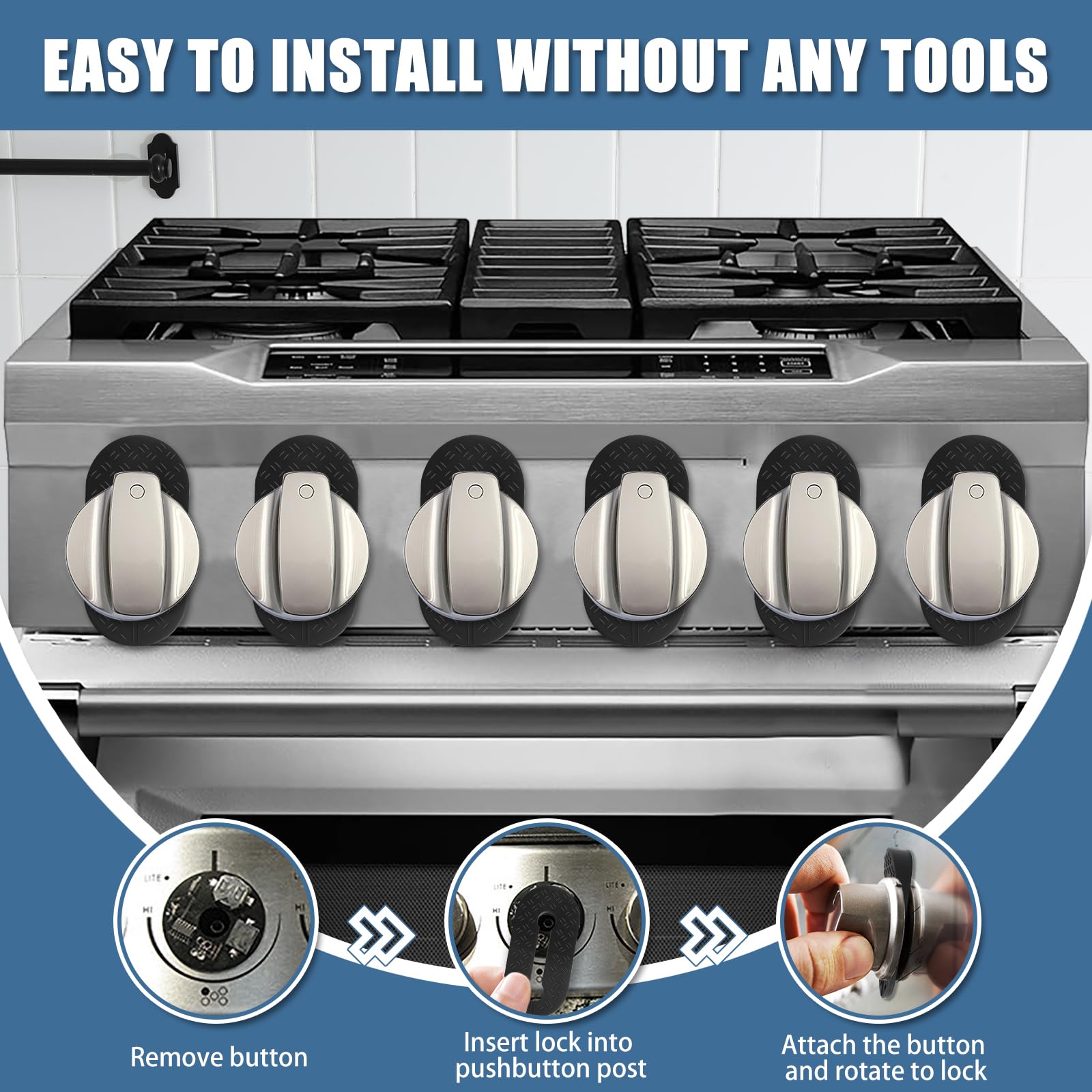 Axfvd Silicone Stove Knob Locks easy-use-design enables quick adult use.