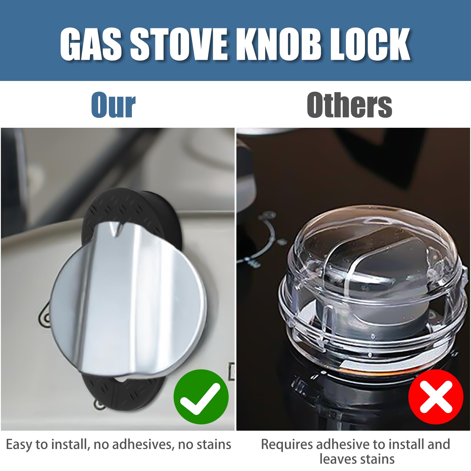 Axfvd Silicone Stove Knob Locks universal-compatibility fits most gas stoves.