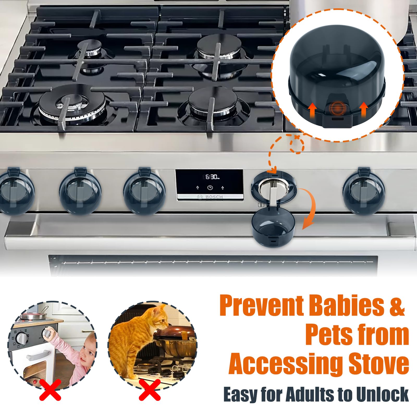 Axfvd stove knob covers mounted on a knob with clear fit guidance