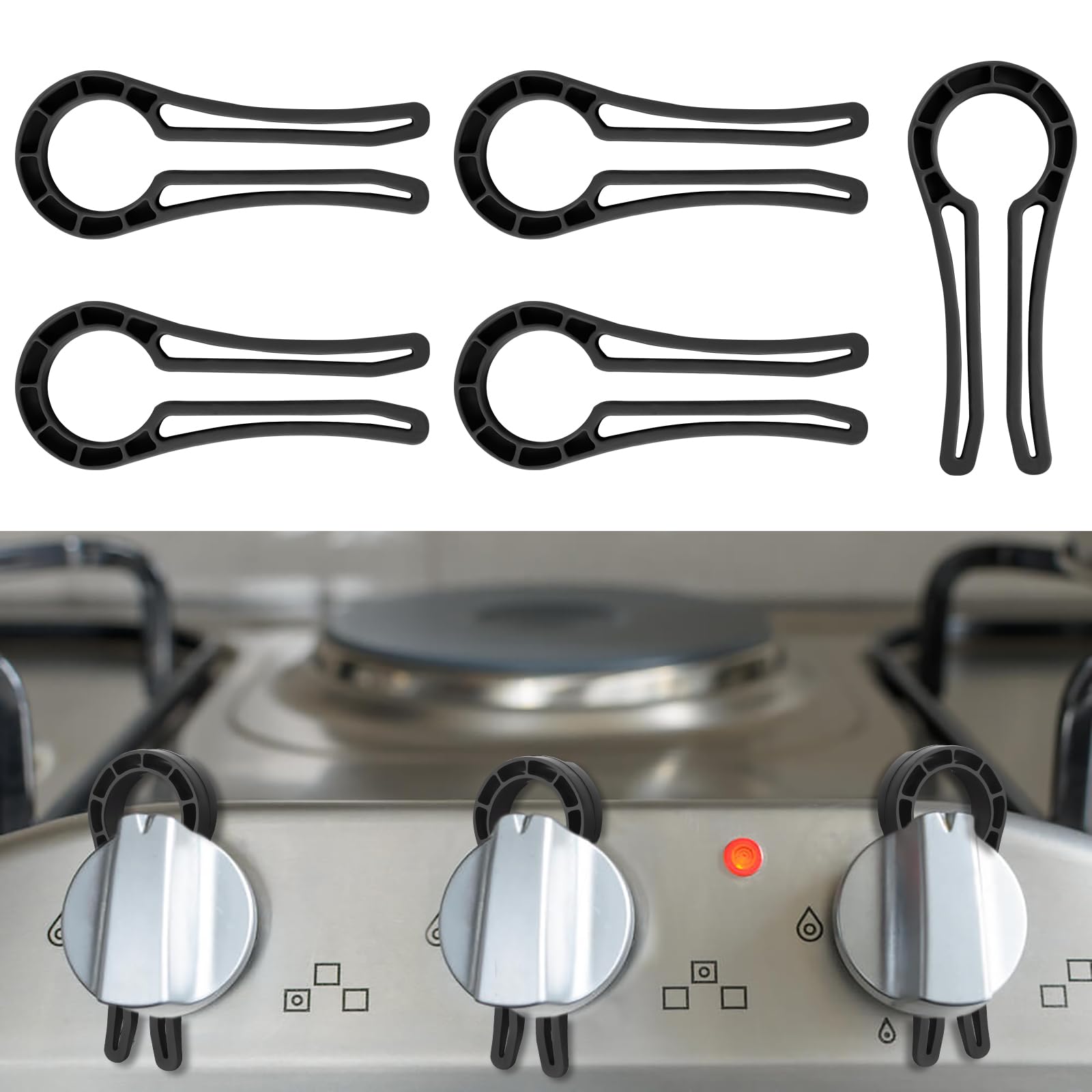 Axfvd stove knob covers 5-pack in black prevent accidental stove use