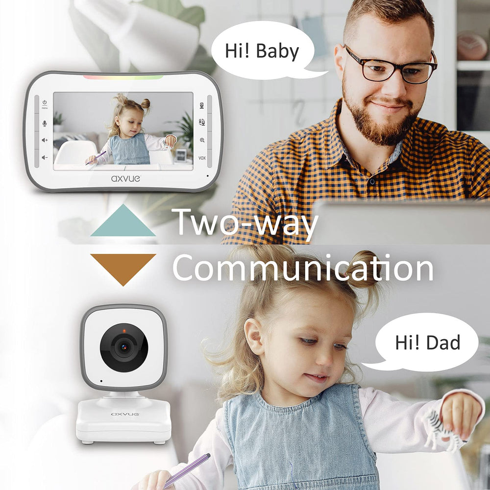Axvue night vision view enables checking baby in dim light.