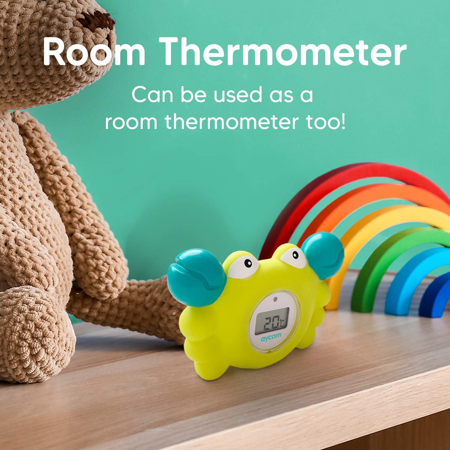 Aycorn BPA-free safety toy ensures bath play with non-toxic materials.