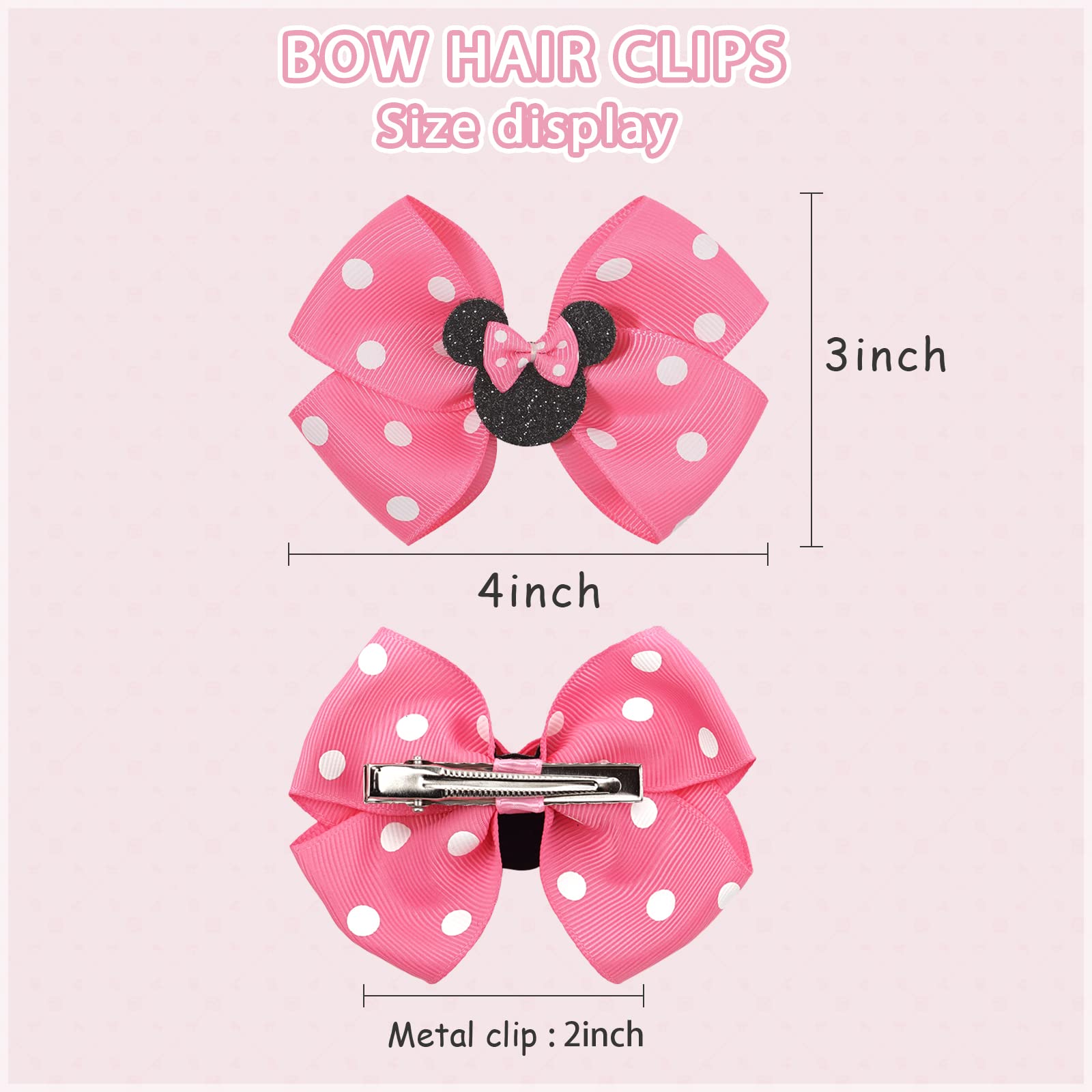 Ayesha mouse ears bow clip with alligator clip detail shows secure hold.