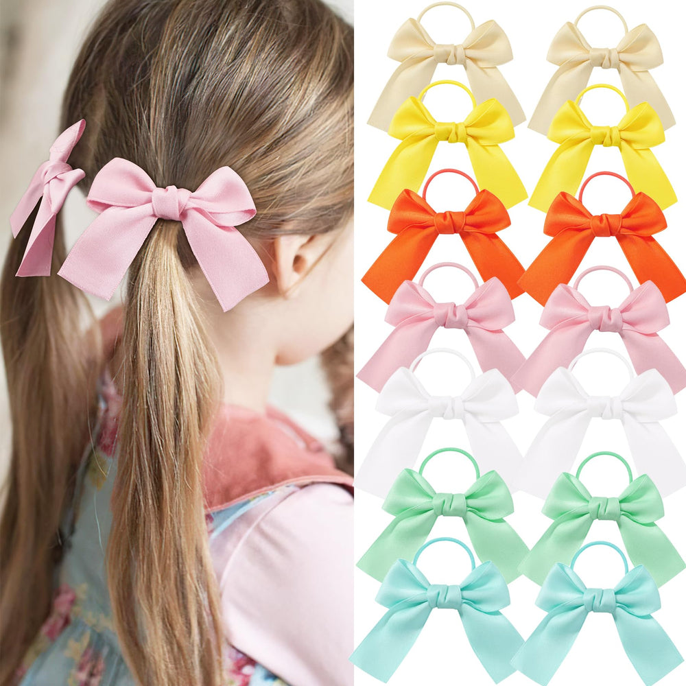 Ayesha Ribbon Bows Hair Ties Set with vibrant colors for versatile ponytails.