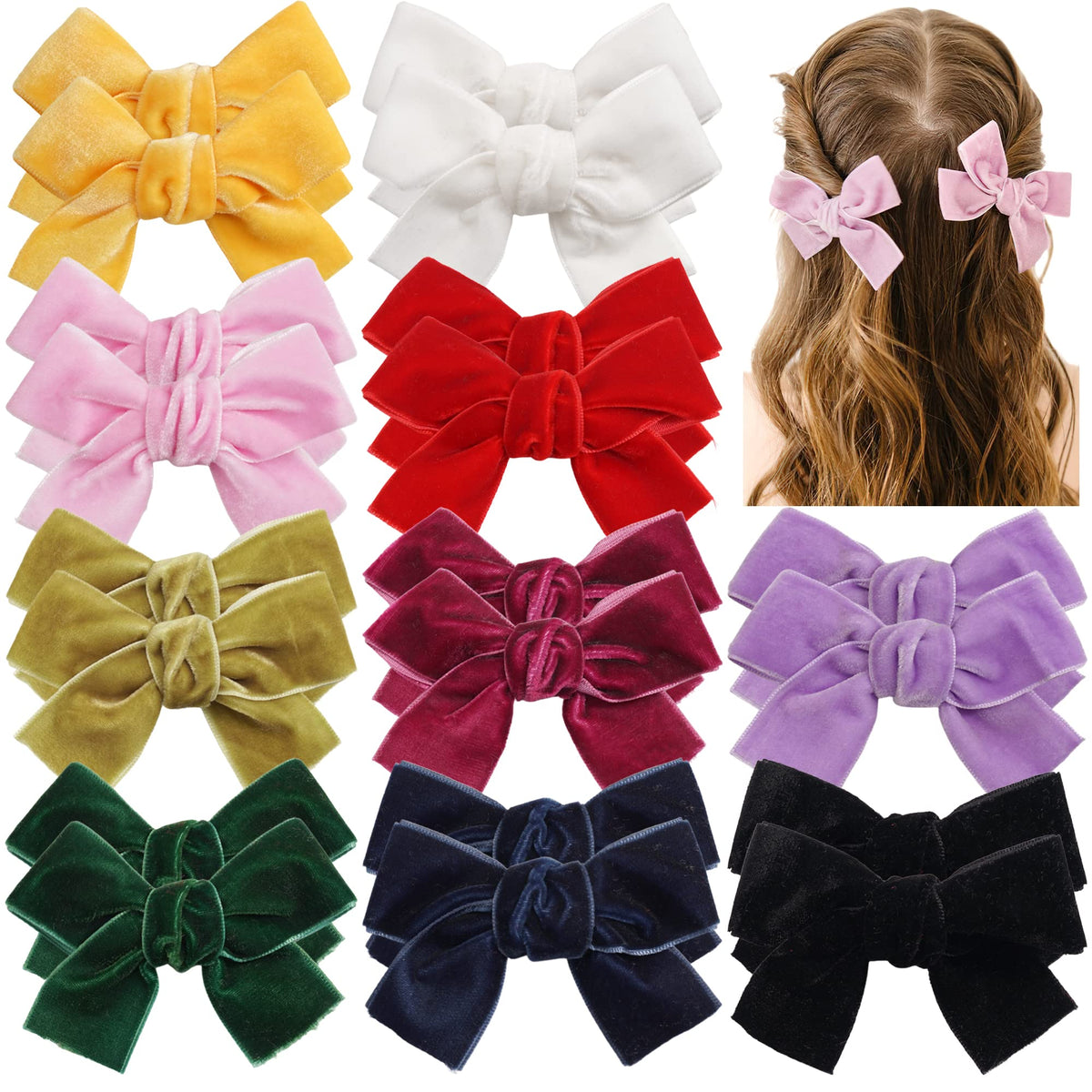 Ayesha Velvet Hair Bows closeup showing soft velvet texture for gentle toddler comfort.