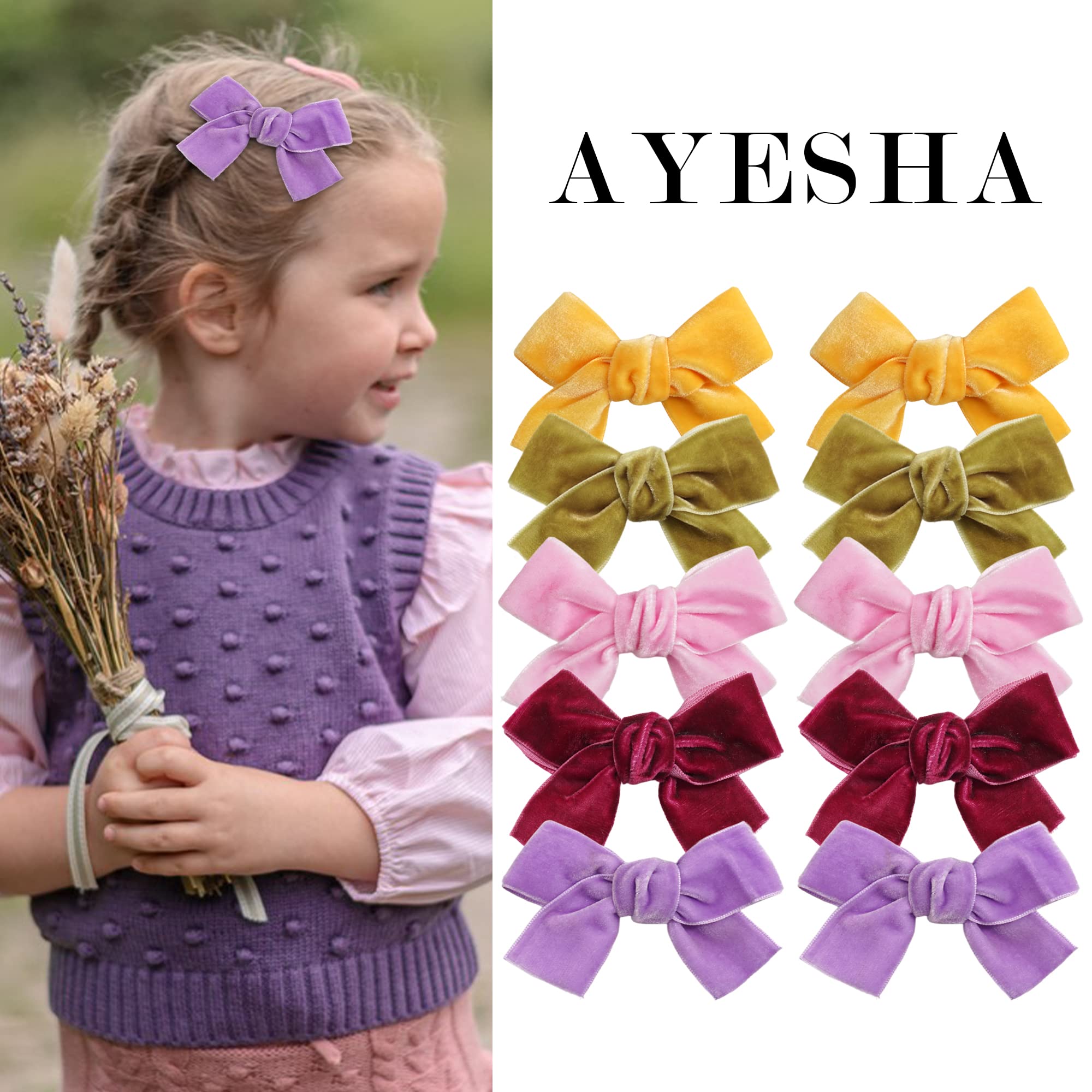 Ayesha Velvet Hair Bows color pack ready to pair with winter outfits and Christmas looks.